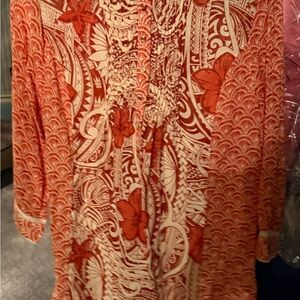 Soft Surroundings Orange and White Patterned Dress